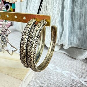 Free People Gold and Black Geometric Hoop Earrings